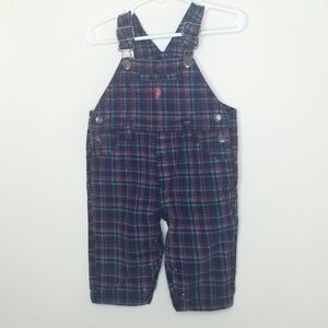 U.S. Polo Assn. Plaid Overalls 12m